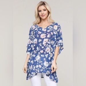 Blue Delight Floral Flowy Top